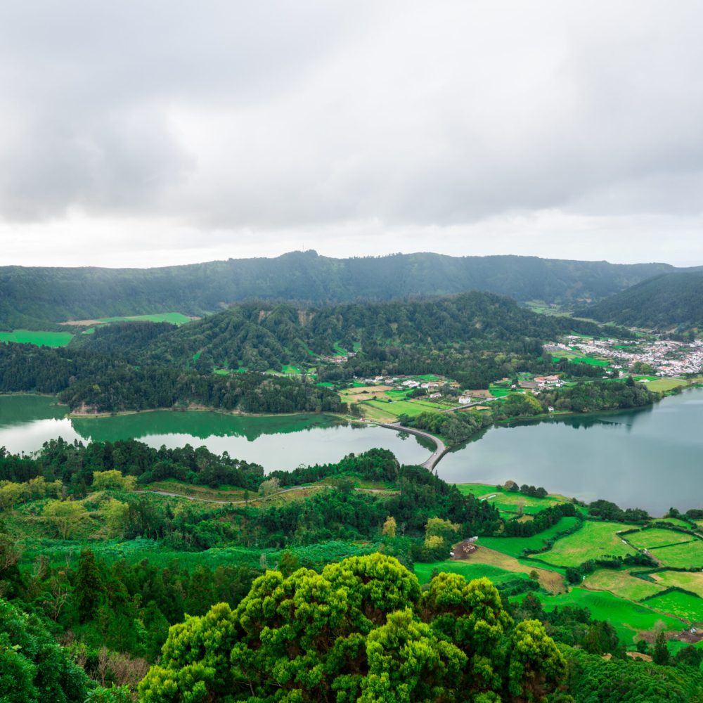 A beautiful mountain landscape in the Azores archipelago, Portugal